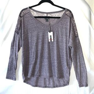 Jeans by Buffalo purple lace trimmed top